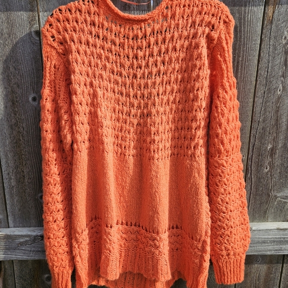 NWOT FREE PEOPLE Crashing Waves Knit Pullover in Orangy Red, XS - Picture 12 of 13